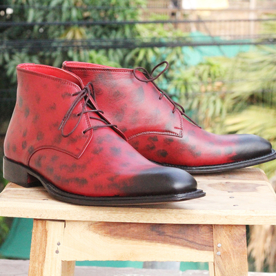 Handmade men ankle high chukka boots