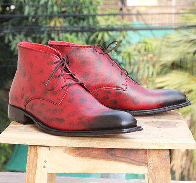 Handmade Men Ankle High Chukka Boots