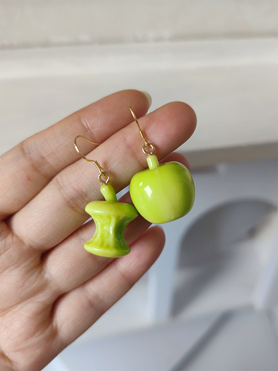 Simulation Apple Asymmetrical Earrings