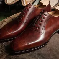 New Handmade Men Brown Brogue Leather Oxford Lace Up Dress Formal Shoes For Men - Thumbnail 4