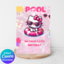 Kitty Pink Pool Party Invitation | Self-Editable in Canva | Kawaii Summer Swim Birthday Invitation | Printable Template | Download-1