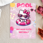 Kitty Pink Pool Party Invitation | Self-Editable in Canva | Kawaii Summer Swim Birthday Invitation | Printable Template | Download-2