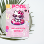 Kitty Pink Pool Party Invitation | Self-Editable in Canva | Kawaii Summer Swim Birthday Invitation | Printable Template | Download-4