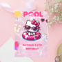 Kitty Pink Pool Party Invitation | Self-Editable in Canva | Kawaii Summer Swim Birthday Invitation | Printable Template | Download-7