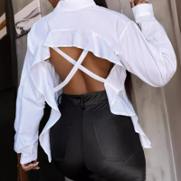 Fashion Temperament Sexy Backless Long Sleeved Shirt - Thumbnail 2
