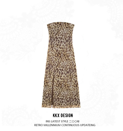 Printed tulle fitted tube top dress
