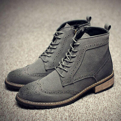 Handmade gray suede leather chelsea boot gray suede casual boot brogue boot