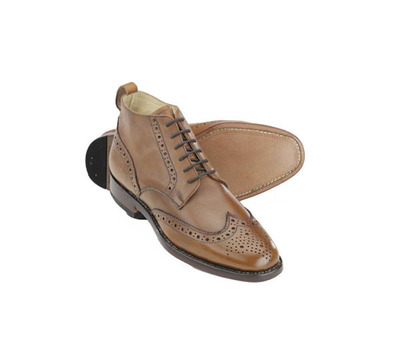 Men Sami Brogue Leather Boots, Wing Tip Hand Made Leather Boots