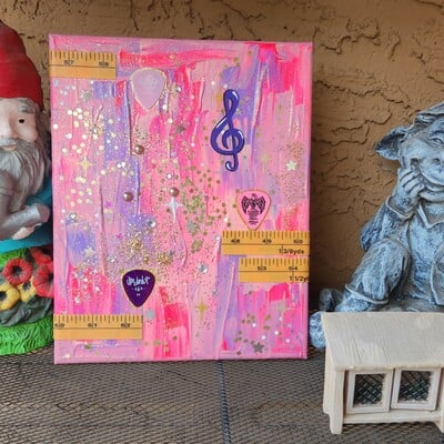 'how to measure time' mixed media painting