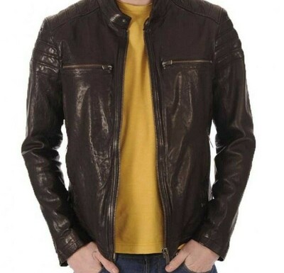 Leather Jacket For Men 100% Genuine Slim Fit Brown Leather Jacket