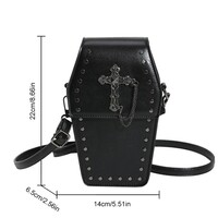 Black PU Leather Gothic Crossbody Bag - Thumbnail 5