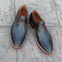 Crafted Leather Classic Men 2 Eyelet Classic Derby Gray Oxford Dress Lace up Shoes - Thumbnail 2