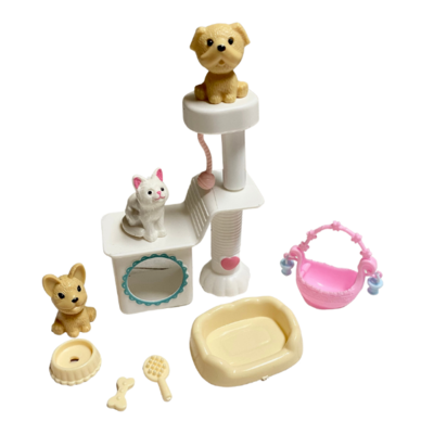 Pet play house for fashion dolls-3 pets and accessories