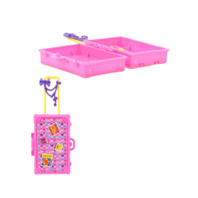 Miniature pink travel suitcase for fashion dolls