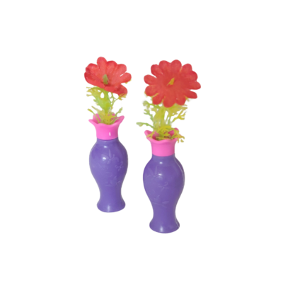 4pcs. Flower Vases for Fashion Dolls-2 Vases and 2 Flower Stems