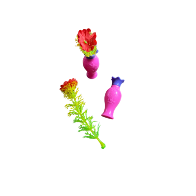 4pcs. flower vases for fashion dolls-2 vases and 2 flower stems