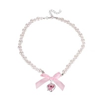 Glittering heart pearl necklace - Thumbnail 3