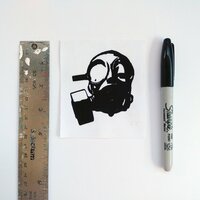 Gas Mask Cyberpunk Sew-on Patches (Black & White version) - Thumbnail 1