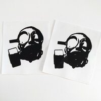 Gas Mask Cyberpunk Sew-on Patches (Black & White version) - Thumbnail 2