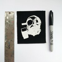 Gas Mask Cyberpunk Sew-on Patches (Black & White version) - Thumbnail 4