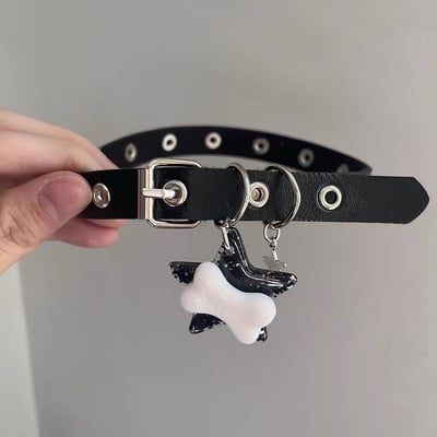 Gothic star dog bone choker
