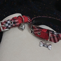 Y2k red plaid bone choker - Thumbnail 1