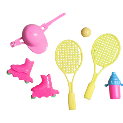 7pcs. tennis/rollerblade set for fashion dolls