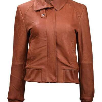 Black tan and brown bomber real leather jacket women
