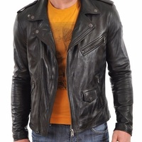 Man black biker jacket, Mens leather jacket, Leather jackets for men Men jacket - Thumbnail 1