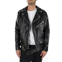 Handmade Men Genuine Lambskin Leather Biker Slim Fit Vintage Black Jacket - Thumbnail 4