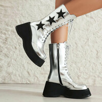 Silver Stars Platform Boots - Thumbnail 1
