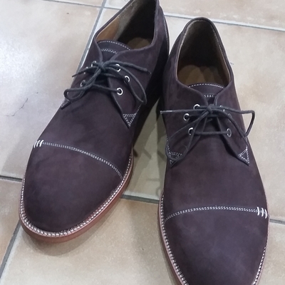 Crafted leather custom made genuine leather oxford lace up dress shoes with matching belt - Thumbnail 5