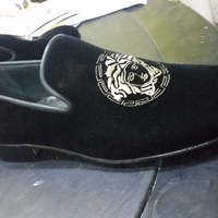 Crafted Leather Men Classic Black Velvet Loafers Dress Shoes - Thumbnail 1