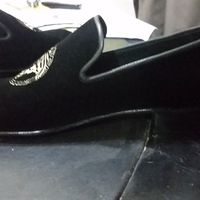 Crafted Leather Men Classic Black Velvet Loafers Dress Shoes - Thumbnail 2