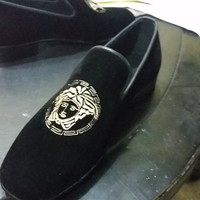 Crafted Leather Men Classic Black Velvet Loafers Dress Shoes - Thumbnail 3