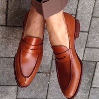 New Handmade Latest Style Brown Real Leather Shoes, Men leather Shoes - Thumbnail 1