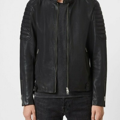 Men’s zipper suede leather jacket genuine real lambskin suede leather jacket