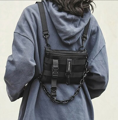 Black Gothic Punk Street wear Bag Waist Pack