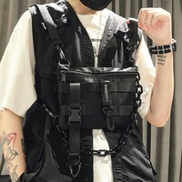 Black Gothic Punk Street wear Bag Waist Pack - Thumbnail 3