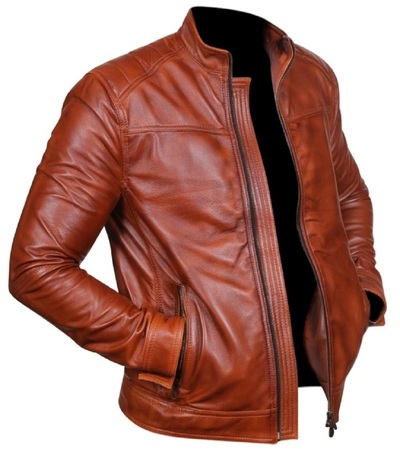 Handmade Men's Designer Biker Style Brown Color Zipper Genuine Leather Jacket