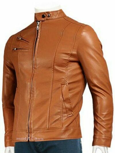 New Men's Leather Jacket Black Slim fit Motorcycle Real Soft lambskin