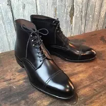 Handmade Men’s Black Cowhide Leather Ankle High Cap Toe Lace Up Balmoral Boots