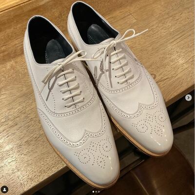 Handmade Men's Festival White Wingtip Lace Up Shoes