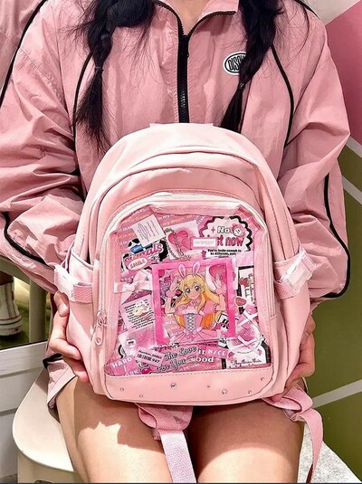 Japanese Cute Ita Bag Transparent Canvas Backpacks 
