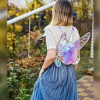  Butterfly Angel Wings Laser Holographic Mini Backpack - Thumbnail 7