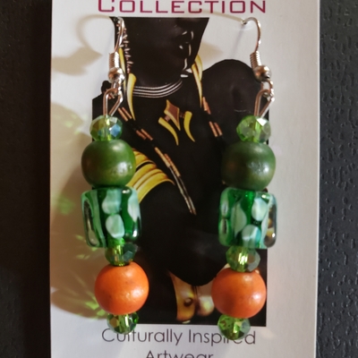 Rattlerette🐍🧡💚 handmade earrings by nubian collection artwear 👑 