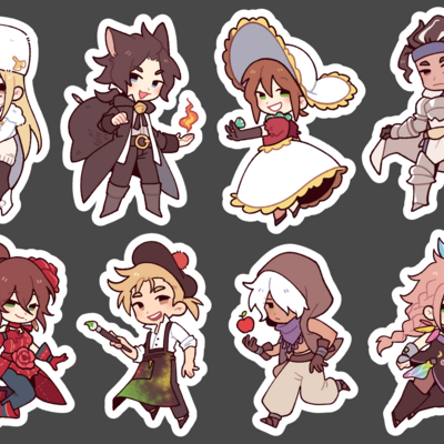 Octopath traveler x bravely default sticker sheets