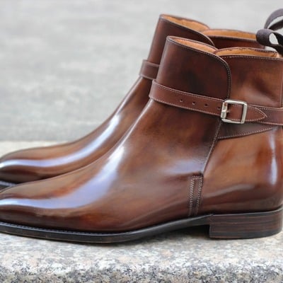 Mens handmade brown leather jodhpurs buckle boot  - Thumbnail 1