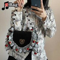  Vintage Roses and Lace Black Gothic Bag - Thumbnail 5