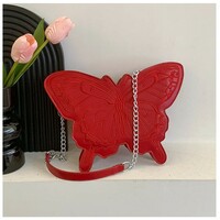 Embroidered Butterfly Shape Shoulder Bag - Thumbnail 6